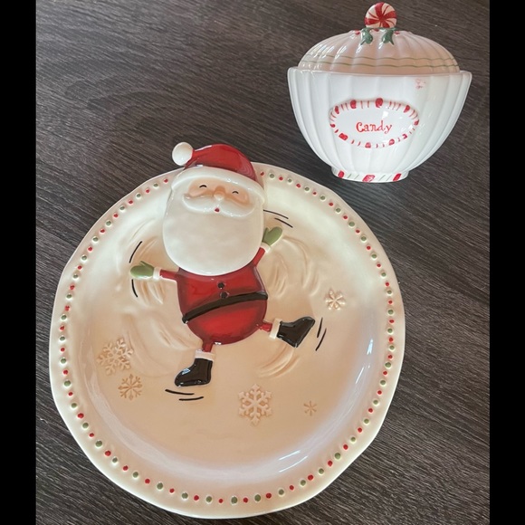 Other - Santa Claus plate w/Christmas Candle